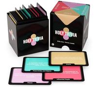 Holy Trivia Bible Card Game - 225 Questions to Test & Grow Biblical Knowledge - Old & New Testament for Church, Family, Small Group Bible Study - Christian Quiz on Places, Influential People, & Events