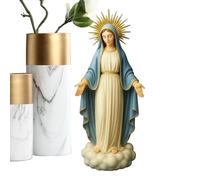 Holy Virgin Mary Sculpture, Religious Resin Figurine, Desktop Spiritual Decor, Resin, Compact Prayer Accent, Elegant Carved Design, White, for Bookshelf Altar Meditation Display Event Organizers
