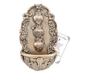Holy Water Font for Home Catholic Decor - Bronze Finish Sacred Heart Holy Water Holder for Wall, Lord's Prayer Card - Holy Water Font for Wall, Altar, Home - Fuente De Agua Bendita - 2 Items Set