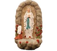 Holy Water Font Resin Mother Mary Our Lady of Lourdes Apparition Bernardette Wall Mounted 15 cm
