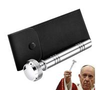 Holy Water Sprinkler - Silver Metal Religious Liquid Dispenser, Compact Storage Pot with Carry Bag for Ritual Use | Religious Sprinkler for Church Temple Home Ceremonies