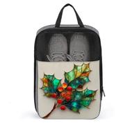 Holy with Seven Leaves and Red Berries Shoe Bag for Travel Daily Use Anti-dust Storage Carrier Golf Shoe Pouch