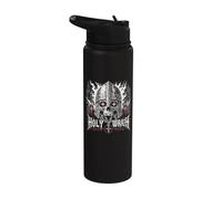 Holy Wrath Burning Crusader Skull Cathedral Heavymetal Stainless Steel Insulated Water Bottle