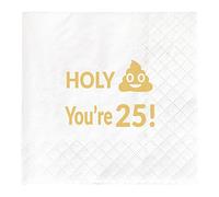 Holy You’re 25 Napkins, 25th Birthday Gift Dessert Napkins, 25 Years Old Birthday Party Supplies Decorations Favors Gifts, 50-Pack 2-Ply, Folded 4.5 x 4.5 inches