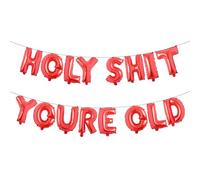 Holy You're Old Balloon Banner Birthday Decorations, Balloons Old as Sash Happy Birthday for Over The Hill Funny Old Age Birthday Decorations Supplies (HOLY YOURE OLD Red)