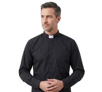 Holyart Clergy Shirts and collars: Black clergy shirt In Primis stretch cotton long sleeve