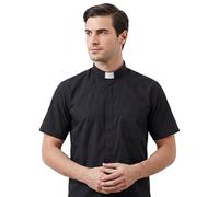 Holyart Clergy Shirts and collars: Short Sleeve Black Clergy Shirt, mixed cotton In Primis