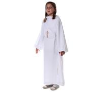 Holyart First Communion Albs: First Holy Communion kit: in Primis Classic Design ALB, Cross, Rope cinture, 125 cm (49 inc.) White