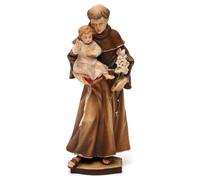 Holyart Hand painted wooden statues: St Anthony of Padua statue in Valgardena wood, 10 cm (3.94 inc.)