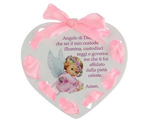 Holyart Medals and Decorations for Cradle: Heart-Shaped Decoration with Angel of God