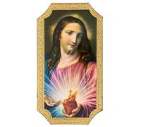Holyart Paintings, printings, illuminated manuscripts: Sacred Heart of Jesus wooden framed picture print 25x10