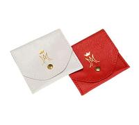 Holyart Rosary Cases: Rosary case in Leather with Automatic Button, Gold M, Red