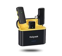 Holyask K10 Wireless Lavalier Microphone for iPhone iPad, iPhone Microphone Noise Canceling, Lapel Microphone with 2 Mini Microphones, Lav Mic for YouTube, Facebook and TikTok