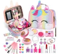 HOLYBELLE 22 Pcs Kids Makeup Kit for Girl, Washable Makeup Set Toy with Real Cosmetic Case for Little Girls, Pretend Play Makeup Beauty Set Birthday Toys Gift for 3 4 5 6 7 8 9 10 11 12 Years Old Kid