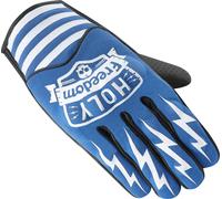 HolyFreedom Hotwheels perforated Motorcycle Gloves, white-blue, size L for Men