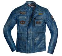 HolyFreedom Quattro Evolution Motorcycle Leather Jacket, blue, size XL