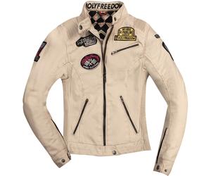 HolyFreedom Quattro Waxed Ladies Motorcycle Textile Jacket, white, size L for Women