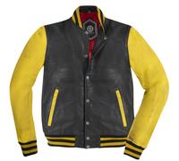 HolyFreedom Varsity College Leather Jacket, black-yellow, size XL for Men