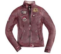 HolyFreedom Zero Ladies Motorcycle Leather Jacket, burgundy red, size L