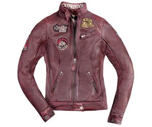 HolyFreedom Zero Ladies Motorcycle Leather Jacket, red, size L for Women