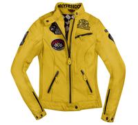 HolyFreedom Zero Ladies Motorcycle Leather Jacket, yellow, size M for Women
