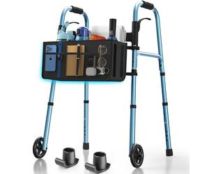 HolyHeal Foldable Rollator for Elderly, Compact Rollator with Wheeled Rollator with Basket and 2 Skis, Lightweight Aluminium, Adjustable Height, Supports up to 350 Lbs (Blue)