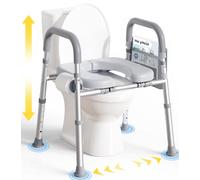 HolyHeal Toilet Seat Risers for Seniors, Raised Toilet Seat with Handles, Height & Width Adjustable