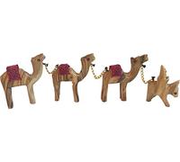 Holylandmarket Carved Camel Train Olive Wood Bethlehem Holy Land - Caravan Set 3 Camels With Donkey