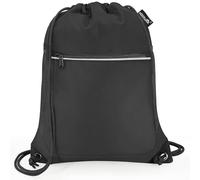 HOLYLUCK Drawstring Backpack Gym Sports Bag Front mesh zipper Pocket Cinch Sack String Sackpack For Men Women, Black, One Size, Front Pocket and Side Mesh Pockets