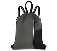 HOLYLUCK Men & Women Outdoor Sport Gym Sack Waterproof Drawstring Backpack Bag, Dark Grey, L, Drawstring With Side Mesh Pocket