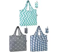 HOLYLUCK Reusable Grocery Bags,Heavy Duty Foldable Shopping Tote Bag (Standard, Geometric Patterns)