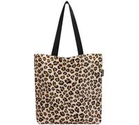 HOLYLUCK Women's Tote Bag with Buckle and Zipper Inner Pocket Reusable Shoulder Bag for Shopping,Beach,Gym (Apricot leopard print)