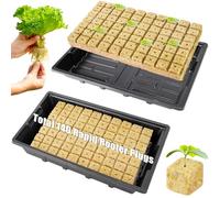HolyMaji 1" Rockwool Cubes for Hydroponics - 2 Sheets Garden Stonewool Grow Cubes Ideal for Clone Plant, Starting Seed, Cuttings Propagation, Total 140 Rapid Rooter Plugs and 2 Seedling Starter Trays