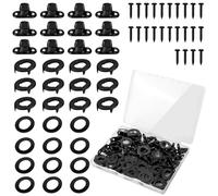 HolyMaji 12 Sets Marine Grade Twist Lock Fasteners Black Rust-Proof Coating Turn Button Eyelet, Stud and Stainless Steel Screws for Canvas Marine Boats Sailboats RVs Fastener Turn Buttons