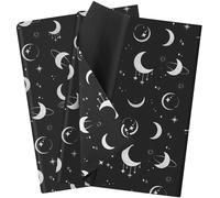 HolyMaji Moonlight Tissue Paper for Small Business Wrapping, 25 Sheets Moon Wrapping Paper, Printed Tissue Paper Bulk - Silver Star Tissue Paper for Gift Bags, Comes Baby Shower,