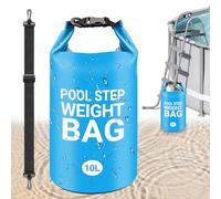 HolyMaji Pool Ladder Weights, 500D PVC Universal Above Ground Pool Step Weights, 10L Heavy-Duty Swimming Dry Bag, Foldable Waterproof, Easy Fill Sand Bag - Blue