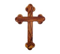 HolyRoses 5" 13 cm Olive Wood Stations of The Cross Hanging Wall Cross | Orthodox Cross | Budded Cross | Byzantine Cross (5") - Genuine Product