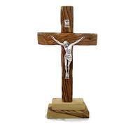 HolyRoses Olive Wood Standing Christian Cross Crucifix Table Altar (10")