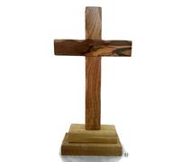 HolyRoses Olive Wood Standing Christian Cross Table Altar (12 cm / 4.75")