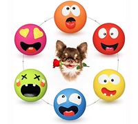 HOLYSTEED Squeaky Dog Toy for Small Dogs, Rubber Latex Puppy Toys Small Dog Toys, Soft Smile Face Squeaky Dog Balls Flat for Mini, Small Breeds