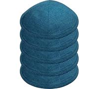 HolYudaica Pack of 5-Pcs - Hq 18/19/20CM Satin/Linen/Velvet Kippah for Men & Boys, Yamaka Hat from Israel - Kippot Bulk, Ocean Blue, L