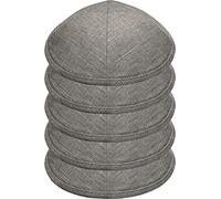 HolYudaica Pack of 5-Pcs - Hq Linen Kippah for Men & Boys, Yamaka Hat from Israel - Kippot Bulk (Light Grey, 19CM)