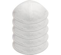 HolYudaica Pack of 5-Pcs - Hq Satin/Linen/Velvet/Raw Silk/Suede Kippah for Men, Yamaka Hat Designed in Israel - Kippot Bulk, White, L