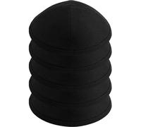 HolYudaica Pack of 5-Pcs - Hq Satin/Linen/Velvet/Raw Silk/Suede Kippah for Men, Yamaka Hat Designed in Israel - Kippot Bulk, Black, 19CM
