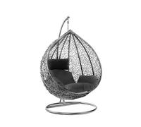 Holywarm Garden Swing Egg Chair with Cushion | Indoor Outdoor Hanging Chair with Stand | Hammock for Garden Bedroom Balcony (Grey + Black)