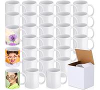 Holywarm White Sublimation Mugs, 24 Pack 11oz Coffee Mug Large Ceramic Coated Cup with Smash Proof Boxes, Dishwasher and Microwave Friendly