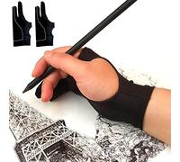 Holyzuel Drawing Glove, Digital Art Glove for Graphic Tablet, Artist Gloves with Two Fingers for iPad, Paper Sketching, Smudge Guard, Palm Rejection, Suitable for Left and Right Hand (2 Pieces, Large)