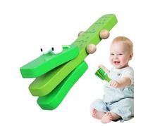 Holz Kastagnetten Kinder Krokodil Musikinstrument Perkussion Spielzeug für Rhythmus Training Klassenzimmer Musikklöppel Tier Design Grün Handarbeit Neu
