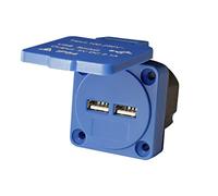 HOLZER USB Mounted Socket with 2 x USB Ports - USB Socket / Input Voltage 230V & USB Ports 5V / 2.1A - For Outdoor & Indoor Use - With Lid - IP54