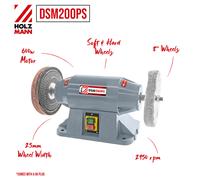 Holzmann 8" Bench Polisher DSM200PS 200mm x 25mm / Soft & Hard / 600w 230V